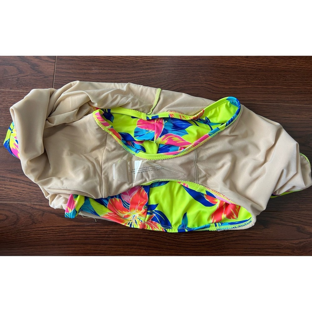 Cacique Lane Bryant High Waist Bikini Bottom Neon Tropical Floral Plus Size 32 - Picture 7 of 8